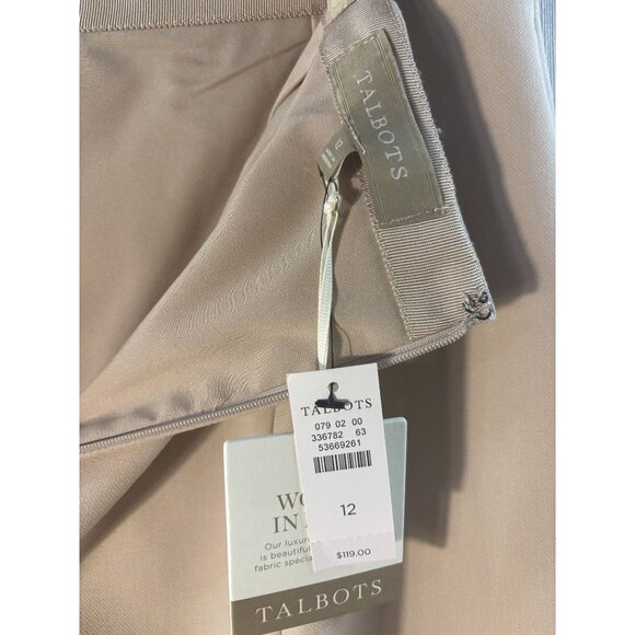 Talbots Beige Button-Front Skirt Size 12 Woven In Italy Tailored Knee-Length - Picture 7 of 11